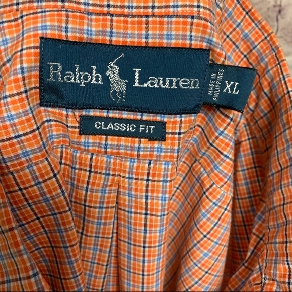 Ralph Lauren Orange Check Cotton Button Front Short Sleeve Shirt - Picture 7 of 9